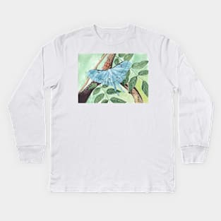 Blue butterfly Kids Long Sleeve T-Shirt